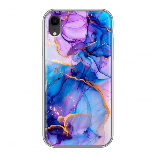 Дизайнерский силиконовый чехол для Iphone Xr синий мрамор