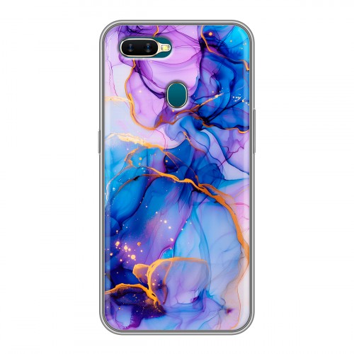 Дизайнерский силиконовый чехол для OPPO AX7 синий мрамор