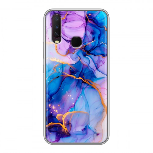 Дизайнерский силиконовый чехол для Vivo Y17 синий мрамор