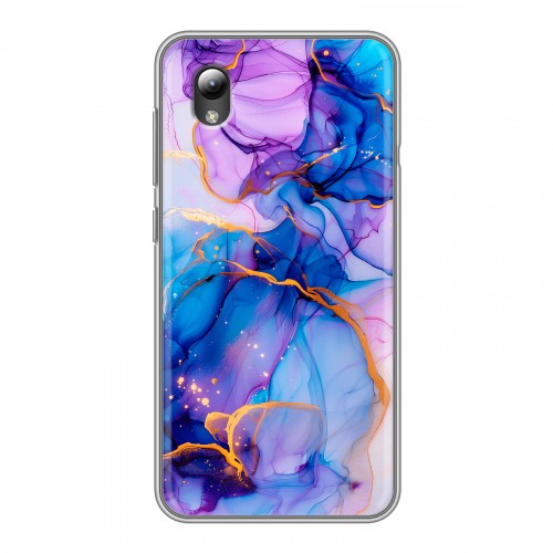Дизайнерский силиконовый чехол для ZTE Blade A3 (2019) синий мрамор