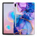 Дизайнерский силиконовый чехол для Samsung Galaxy Tab S6 синий мрамор