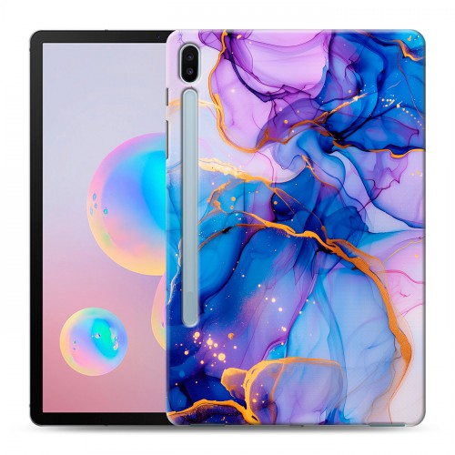 Дизайнерский силиконовый чехол для Samsung Galaxy Tab S6 синий мрамор