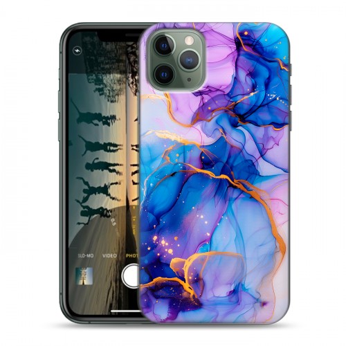 Дизайнерский силиконовый чехол для Iphone 11 Pro синий мрамор