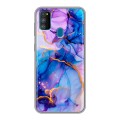 Дизайнерский силиконовый чехол для Samsung Galaxy M30s синий мрамор
