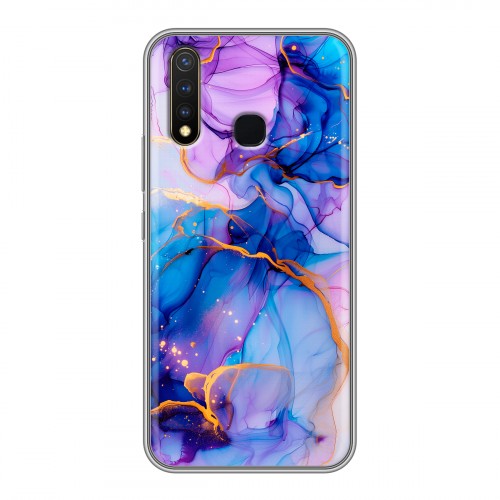 Дизайнерский силиконовый чехол для Vivo Y19 синий мрамор