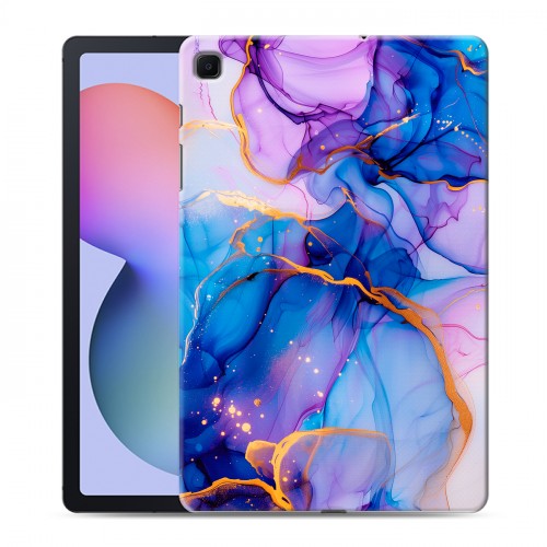 Дизайнерский силиконовый чехол для Samsung Galaxy Tab S6 Lite синий мрамор