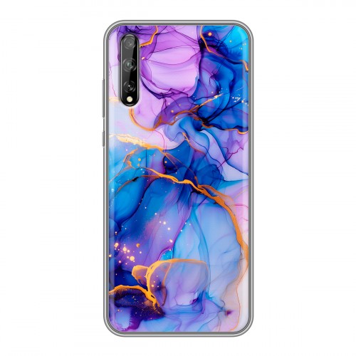 Дизайнерский силиконовый чехол для Huawei Y8p синий мрамор