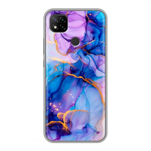 Дизайнерский силиконовый чехол для Xiaomi RedMi 9C синий мрамор