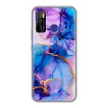 Дизайнерский силиконовый с усиленными углами чехол для Tecno Camon 15 синий мрамор