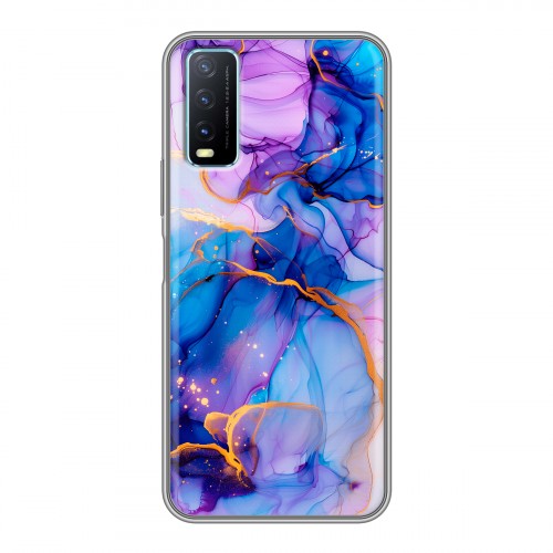 Дизайнерский силиконовый чехол для Vivo Y20 синий мрамор