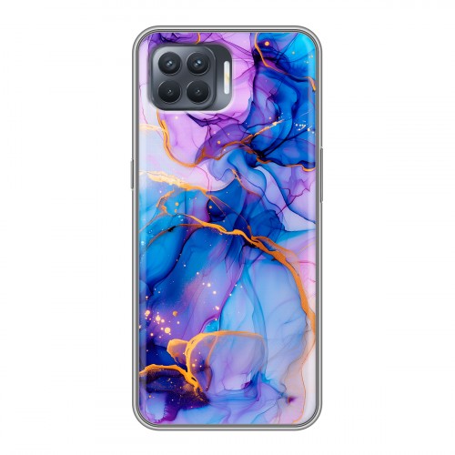 Дизайнерский силиконовый чехол для OPPO Reno4 Lite синий мрамор