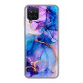Дизайнерский пластиковый чехол для Samsung Galaxy A12 синий мрамор