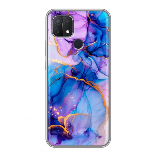 Дизайнерский силиконовый чехол для OPPO A15 синий мрамор