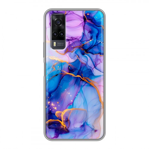 Дизайнерский силиконовый чехол для Vivo Y31 синий мрамор