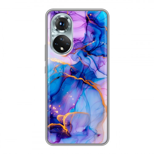 Дизайнерский силиконовый чехол для Huawei Honor 50 синий мрамор