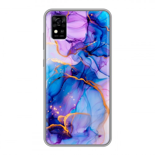 Дизайнерский силиконовый чехол для ZTE Blade A31 синий мрамор