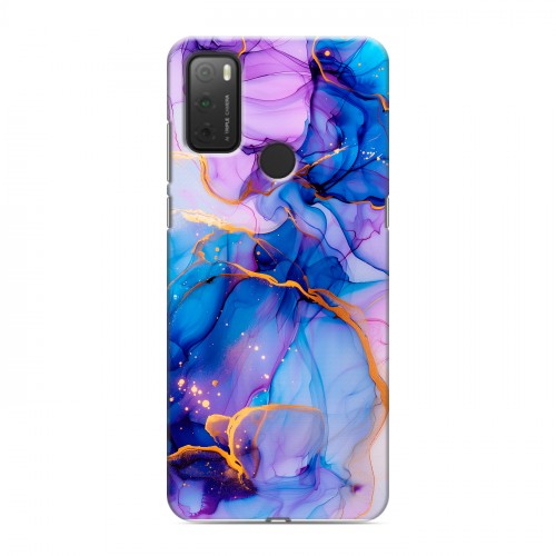 Дизайнерский силиконовый чехол для Alcatel 3L (2021) синий мрамор