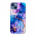 Дизайнерский силиконовый чехол для Iphone 13 синий мрамор