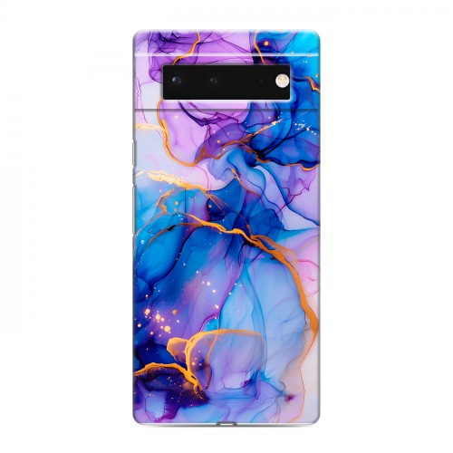 Дизайнерский силиконовый чехол для Google Pixel 6 синий мрамор