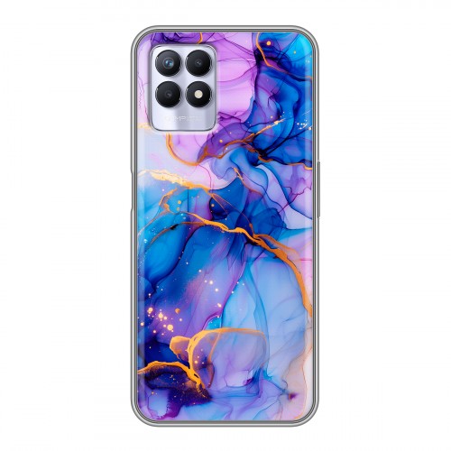 Дизайнерский силиконовый чехол для Realme 8i синий мрамор