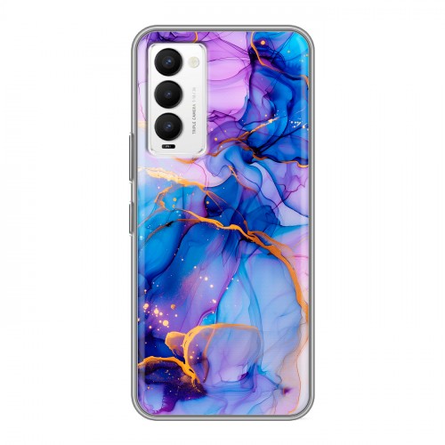 Дизайнерский силиконовый с усиленными углами чехол для Tecno Camon 18 синий мрамор