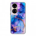 Дизайнерский силиконовый с усиленными углами чехол для Huawei P50 Pro синий мрамор