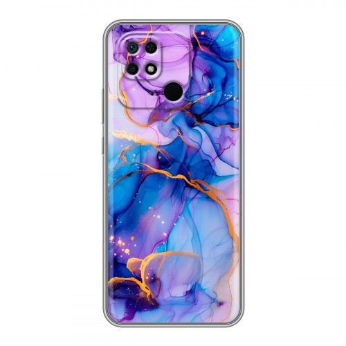 Дизайнерский силиконовый чехол для Xiaomi Redmi 10C синий мрамор