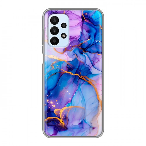 Дизайнерский силиконовый чехол для Samsung Galaxy A23 синий мрамор