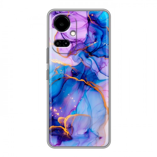 Дизайнерский силиконовый чехол для Tecno Camon 19 синий мрамор