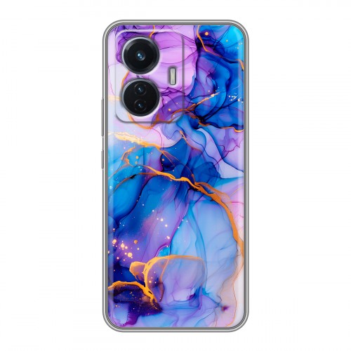 Дизайнерский силиконовый чехол для Vivo T1 синий мрамор