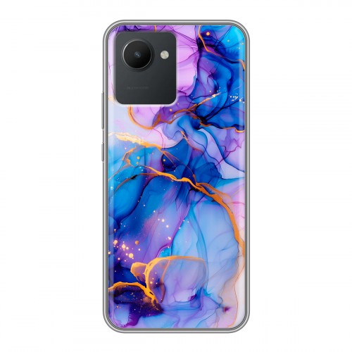 Дизайнерский силиконовый чехол для Realme C30 синий мрамор