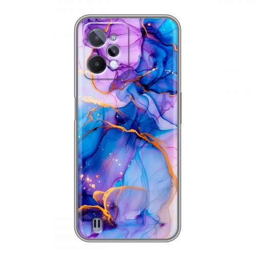 Дизайнерский силиконовый с усиленными углами чехол для Realme C31 синий мрамор