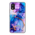 Дизайнерский силиконовый чехол для Itel A17 синий мрамор