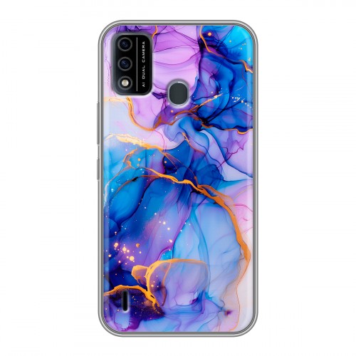 Дизайнерский силиконовый чехол для Itel A48 синий мрамор