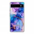 Дизайнерский силиконовый чехол для Google Pixel 6a синий мрамор