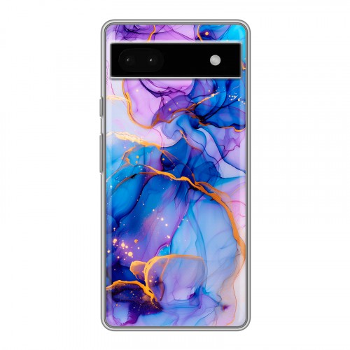 Дизайнерский силиконовый чехол для Google Pixel 6a синий мрамор