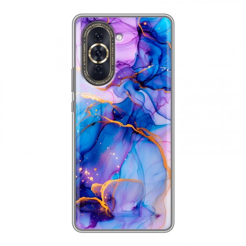 Дизайнерский силиконовый с усиленными углами чехол для Huawei Nova 10 синий мрамор