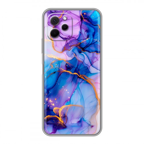 Дизайнерский силиконовый с усиленными углами чехол для Huawei Nova Y61 синий мрамор