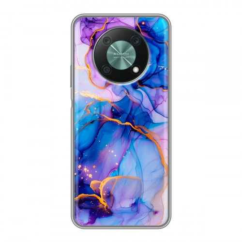 Дизайнерский силиконовый чехол для Huawei Nova Y90 синий мрамор