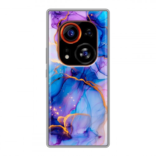 Дизайнерский силиконовый чехол для Tecno Phantom X2 Pro синий мрамор