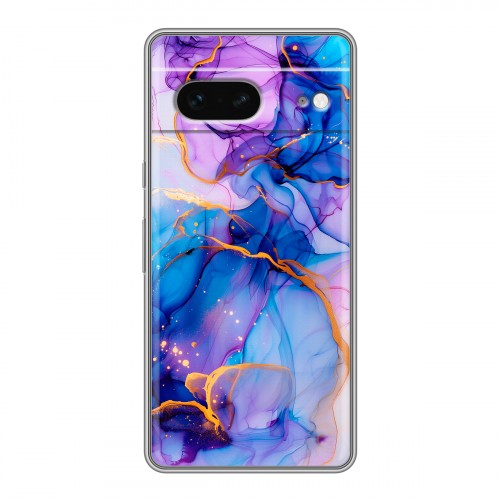 Дизайнерский силиконовый чехол для Google Pixel 7 синий мрамор