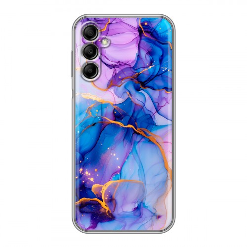Дизайнерский силиконовый чехол для Samsung Galaxy A14 синий мрамор