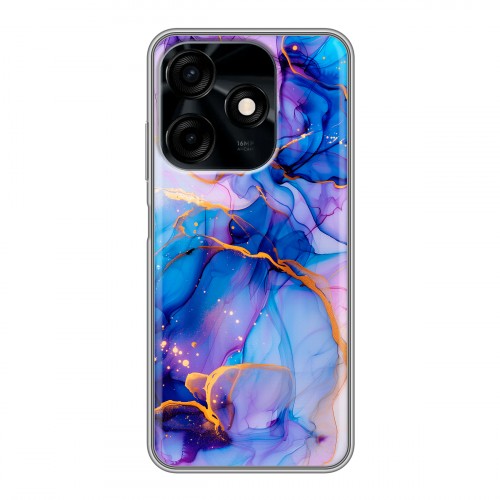 Дизайнерский силиконовый чехол для Tecno Spark 10C синий мрамор