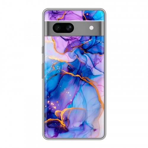 Дизайнерский силиконовый чехол для Google Pixel 7A синий мрамор