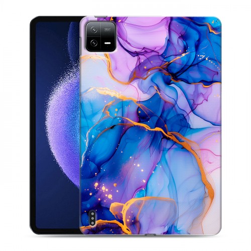 Дизайнерский силиконовый чехол для Xiaomi Pad 6 синий мрамор