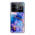 Дизайнерский пластиковый чехол для Realme GT3 синий мрамор