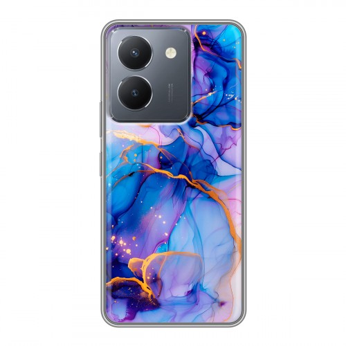 Дизайнерский силиконовый чехол для Vivo Y36 синий мрамор