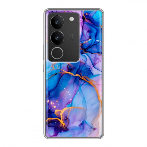 Дизайнерский силиконовый чехол для Vivo S17 синий мрамор