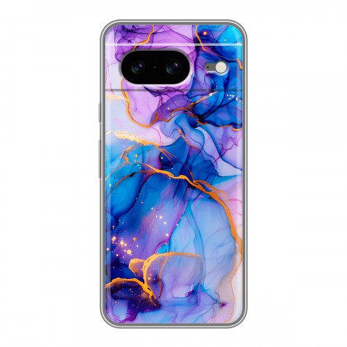 Дизайнерский силиконовый чехол для Google Pixel 8 синий мрамор