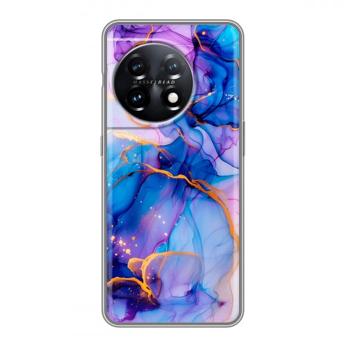 Дизайнерский силиконовый чехол для OnePlus 11 синий мрамор